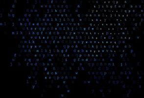 Dark blue vector background with signs of alphabet.