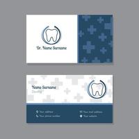 White and blue dentist business card vector