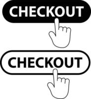 Checkout button with hand cursor on white background. Checkout Button sign. flat style. vector