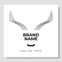 Bull Head with Horns Lines Concept for Logo. Abstract Cow or Bull Head with Horns Icon. Luxury Logo or Symbol. Vector Illustration