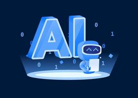 Artificial Intelligence with Robot Computer Technology Vector Illustration Background Machine Learning or Programming