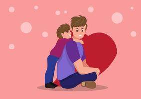 feliz padre e hijo ilustración vectorial de carácter - amor, unión, concepto padre-hijo. vector