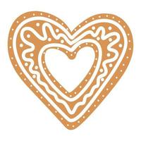 vector Christmas gingerbread in the form of a heart on a white background.