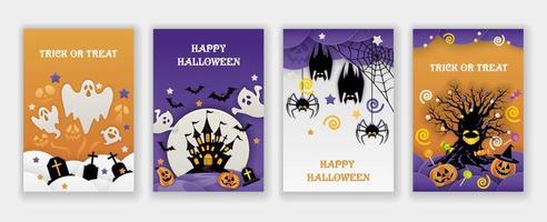 Happy Halloween Vector Background Illustration Set With Text Space.