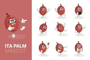 Cute characters for ita palm a complete set vector
