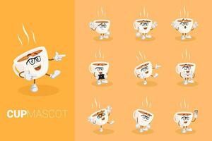 Cute characters for espresso cup a complete set vector