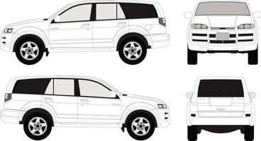 Vector outline illustration car set suv isolated on white background