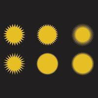 Vector illustration flat Sun icon set isolated on black background