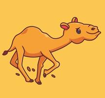 lindo camello corre muy rápido. ilustración animal de dibujos animados aislados. vector de logotipo premium de diseño de icono de etiqueta de estilo plano. personaje mascota