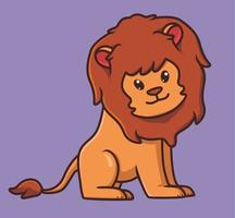 lindo león sentado. ilustración aislada del concepto de naturaleza animal de dibujos animados. estilo plano adecuado para el vector de logotipo premium de diseño de icono de etiqueta. personaje mascota