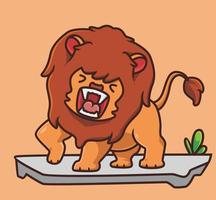 lindo león rugiendo tan fuerte. ilustración aislada del concepto de naturaleza animal de dibujos animados. estilo plano adecuado para el vector de logotipo premium de diseño de icono de etiqueta. personaje mascota