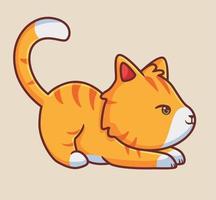 lindo gato listo para cazar. ilustración animal de dibujos animados aislados. vector de logotipo premium de diseño de icono de etiqueta de estilo plano. personaje mascota