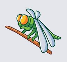 cute dragonfly perch on a branches. isolated cartoon animal nature illustration. Flat Style suitable for Sticker Icon Design Premium Logo vector. Mascot Character vector