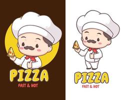 lindo chef logo mascota personaje de dibujos animados. concepto de icono de comida de personas aislado en blanco. vector