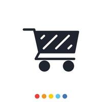 Shopping cart icon, Outline shopping cart icon. vector