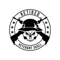 Skull retired veteran armory weapon logo design template for military game armory and company vector