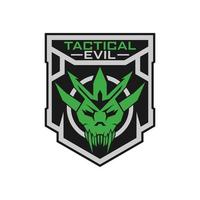 Tactical evil logo design template for military tactical armory company vector