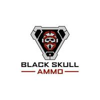 Tactical Black Ammo Skull  evil logo design template for military tactical armory company vector