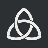 Celtic trinity knot. Triangular symmetric irish sign. Symbol of Eternal life. Vector illustration on black background