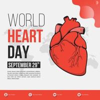 día mundial del corazón donante de sangre salud día del órgano publicación en redes sociales vector