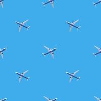 Seamless Pattern Passenger plane in flight. Vector illustration of an airplane.