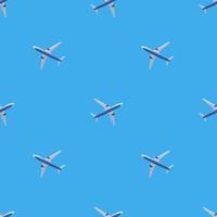 Seamless Pattern Passenger plane in flight. Vector illustration of an airplane.