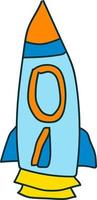 cartoon spaceship. UFO vector flying saucer, spaceship and rocket.
