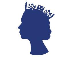 Elizabeth Queen Face Portrait British United Kingdom 1926 2022 National Europe Country Vector Illustration Abstract Design Blue