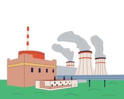 Nuclear power plant, NPP . Vector. Modern flat cartoon style.