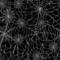 Halloween spider web seamless pattern. Vector background. Black and white.