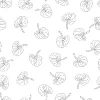 Seamless pattern of doodle flowers. Hand drawn jungle flower anthurium on a white background. Decorative vector exotic tropical element for invitations cards, textile, print and design.