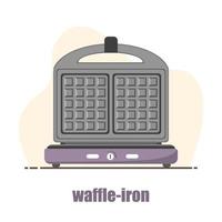 Waffle-iron. Waffle maker isolated on white. Cooking breakfast. Modern vector illustration in flat cartoon style.