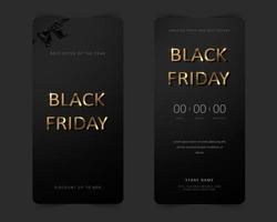cartel de venta de viernes negro con mostrador. plantilla de historias y fondo de aplicación móvil. banner de evento de descuento comercial. vector