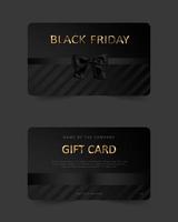 Black Friday gift card. Commercial discount coupon. Black background with gold lettering. vector