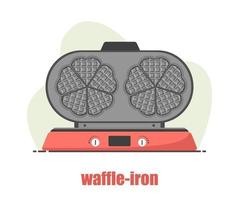 Waffle-iron. Waffle maker isolated on white. Cooking breakfast. Modern vector illustration in flat cartoon style.