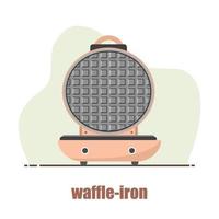 Waffle-iron. Waffle maker isolated on white. Cooking breakfast. Modern vector illustration in flat cartoon style.