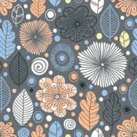 Vector seamless pattern in Scandinavian style with flowers and leaves