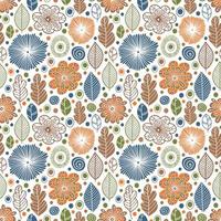 Vector seamless pattern in Scandinavian style with flowers and leaves