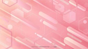 Abstract background design with pink gradient capsule, hexagon and geometric shape vector