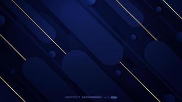 Abstract background with diagonal dark blue geometric shapes overlapping layers and gold lines vector