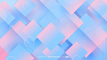 Geometric abstract background created using dynamic square shapes gradient blue and pink composition vector