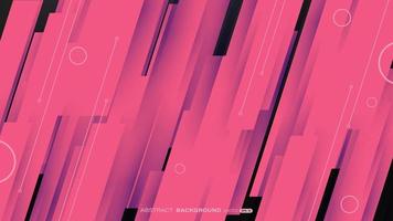 Abstract design with geometric shapes, dynamic pink, diagonal shadows, lines, and circle on black background vector