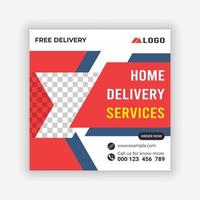 Home Delivery Service Social Media Post Design template. online delivery service template. vector