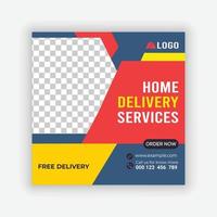 Home Delivery Service Social Media Post Design template. online delivery service template. vector