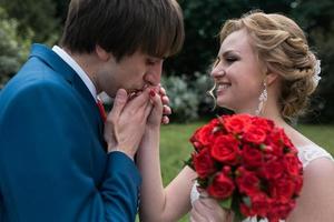 Beautiful couple in the park photo