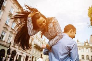 Couple have fun in the city photo