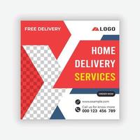 Home Delivery Service Social Media Post Design template. online delivery service template. vector