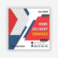 Home Delivery Service Social Media Post Design template. online delivery service template. vector