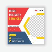 Home Delivery Service Social Media Post Design template. online delivery service template. vector