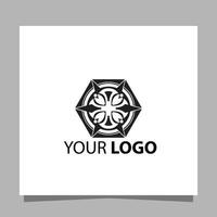 The floral logo with geometric style is drawn on paper and is very suitable for interior residential boutiques and others vector